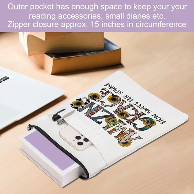 Inspirational Western Faith Christian Gifts Book Sleeve Book Cover Religious Cowgirl Accessories for Women Therapist Mom Friendship Christmas Birthday Book Lovers Gifts Book Protector with Zipper