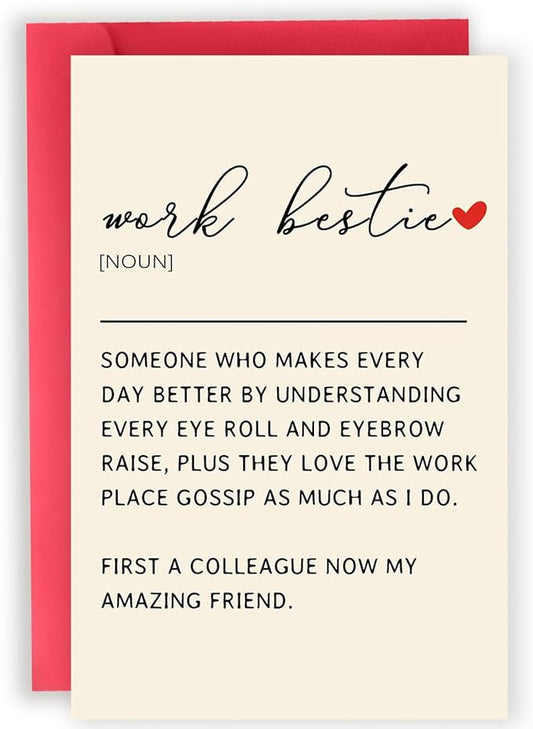 Work Bestie Definition Cards, Work Bestie Gifts for Women Coworker Partner, Birthday Gifts for Workmate