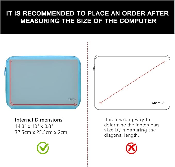 ARVOK 15 15.6 16 inch Laptop Sleeve Ultra-Thin Case MacBook pro 16 inch Sleeve Water-Resistant Notebook Computer Pocket Tablet Briefcase Carrying Bag/Pouch Skin Cover for HP/Dell/Lenovo/Asus/Acer