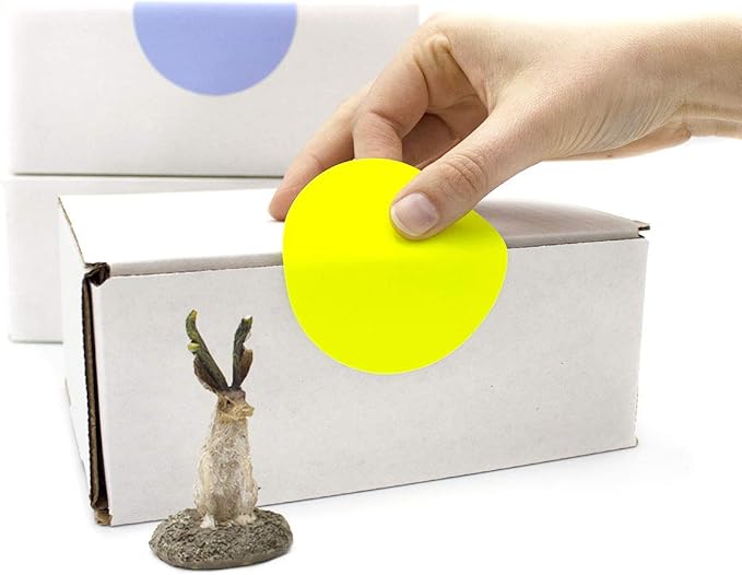 ChromaLabel 3 Inch Circle Sticker Labels, High Visibility Round Colored Stickers, Permanent Labels - 500 Sticky Dots per Roll, Fluorescent Yellow Dot Stickers