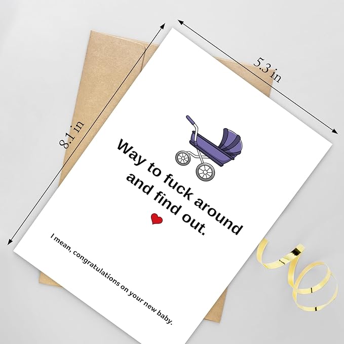Funny Baby Shower Card for Girl Boy, Lovely New Baby Congratulations Card, Congrats on Pregnancy Card for New Mom Dad Parents, Way to F Around and Find Out