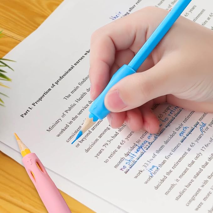 Silicone Pencil Grips with 3 Concaves 8 Pcs and Baseball-Bat 8 Pcs for Kids and Adults Handwriting, 2 Packs