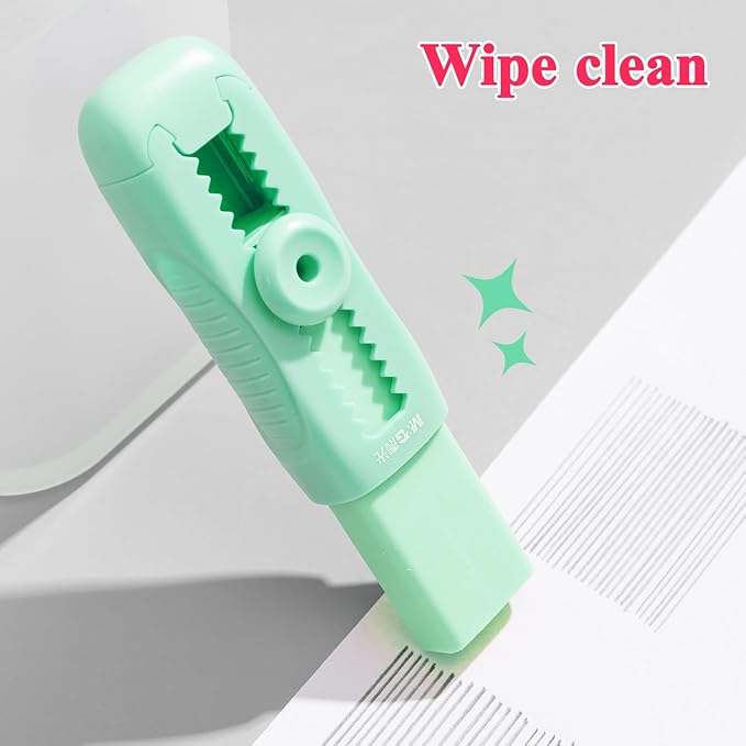 M&G 4+1 Pack Rubber Erasers Sliding Retractable Eraser, Soft Cute Erasers Push Pull Large Pencil Eraser with Plastic Sleeve 4 Refill Eraser for Students Kids, School Office Home Supplies (Green)