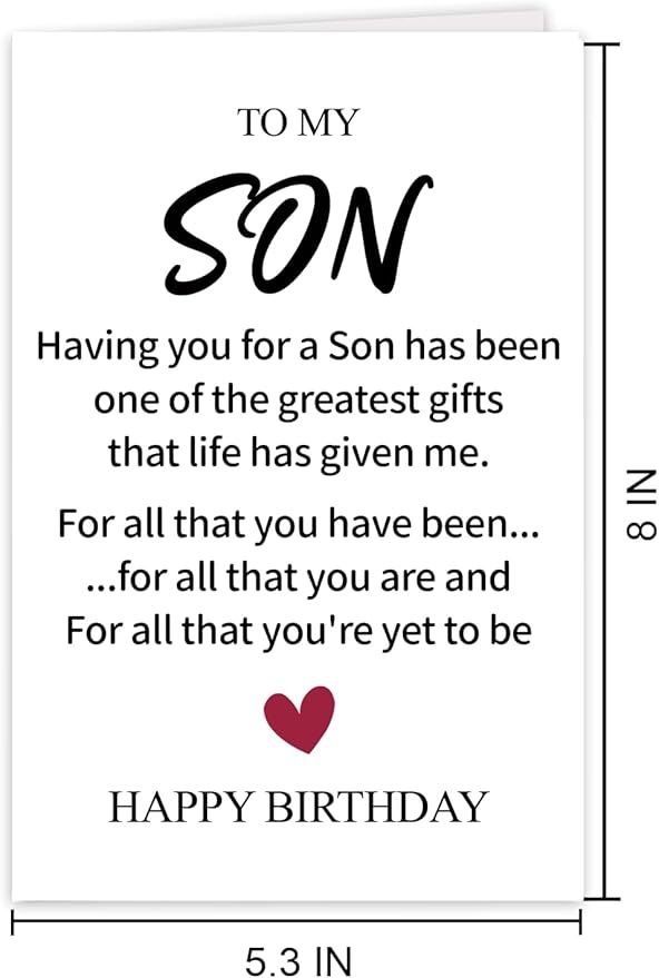 Lovely Birthday Card for Son Stepson Grandson Son in Law, Cute Birthday Gift from Dad Mom Parent, Unique Bday Decor For Boys