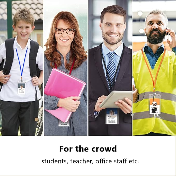 6 Pack Neck Lanyard with ID Badge Holder, Office Strap Lanyards, Stainless Metal Swivel Hook for Name Tag, Badge Holders, Keychains, Card, Brown