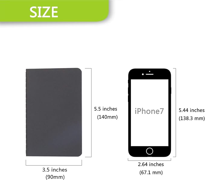 TWONE Pocket Notebook, 6 Pack Softcover Mini Notebooks 3.5" x 5.5" Black Notebook Small Memo Notepad for Men Women Kids Traveler Author, 30 Sheets,60 Blank Pages