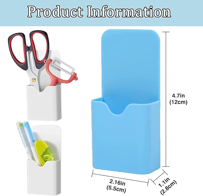 Magnetic Marker Holder Pen Holder for Whiteboard or Fridge Magnet Pencil Cup Storage Organizer for Classroom Office Home Locker and Metal Cabinets Media Organizer Storage 2Pack(Blue)