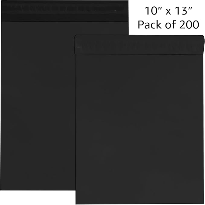 Colored Poly Mailers Pack of: (Black, 10" x 13" pack of 200) Be creative with your packaging with Colored mailers