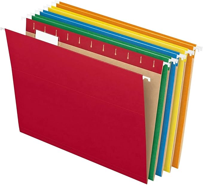 Pendaflex Hanging File Folders, Letter Size, Assorted Colors (81663) and Pendaflex File Folders, Letter Size, Manila, 1/3-Cut Tabs (65213)