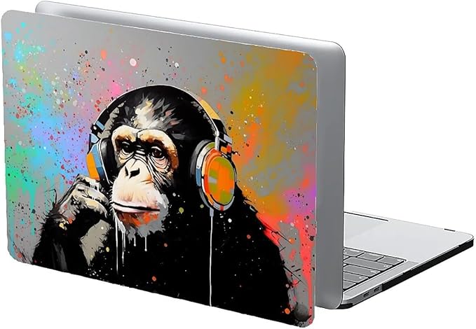 Compatible with 16.2 Inch MacBook Pro 2485/A2780, Music Monkey with Headphone Hard Plastic Shell Cover Case
