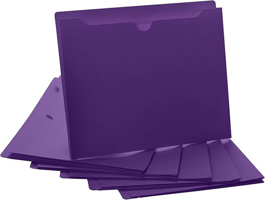 Purple File Jackets, 1 Inch Expansion, Letter Size, Reinforced Straight-Cut Tab, 6 Pack