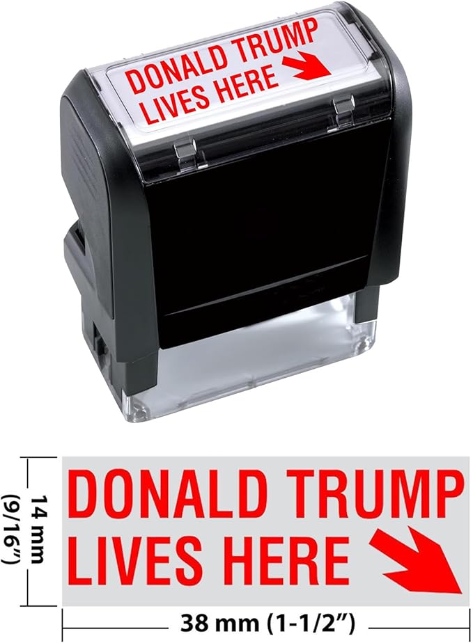 Donald Trump Lives Here Stamp, Self Inking Trump Stamp for Donald Trump Merchandise, 2024 Election Merchandise Trump Party Supplies Funny Donald Trump Gifts