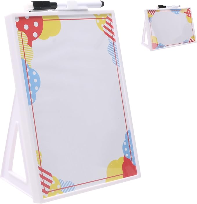 Desktop Whiteboard with Pre-Set Designs, Small White Board Dry Erase for Desk, Mini Dry Erase Board 8.5" x 6", Compact Desktop Whiteboard for Kids (Dots)