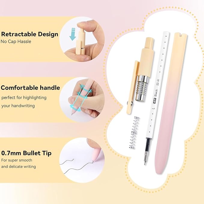 Gel Pens, 5 Pcs Retractable Gel Ink Pens, 0.7mm Fine Point Smooth Writing Pens,High-End Series for Journaling Note Taking, School Office Supplies for Women Men Student(Gradient Morandi)