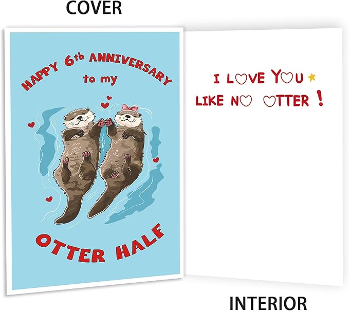 Funny 6th Anniversary Card,Lovely 6 Year Anniversary Card for Him Her,Unique Gifts for 6th Wedding Anniversary Husband Wife Boyfriend Girlfriend