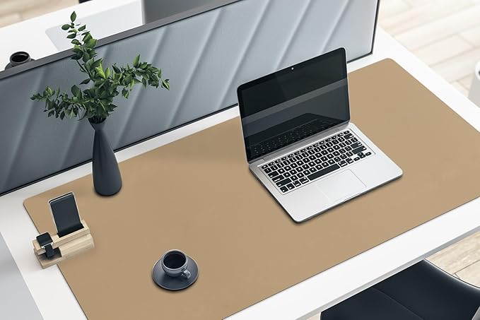 Boutilon Leather Desk Pad 47"x 24" Non-Slip Mouse Pad,Business Desk Pad,Extended Table Protector for Keyboard and Mouse,Desk Writing Pad for Office Home Working Decor (XXXL-Beige)