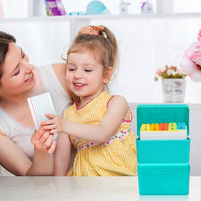 H4D 3x5 Index Card Holder with 100 Heavyweight Ruled Index Cards and 25 Plastic Dividers, Teal