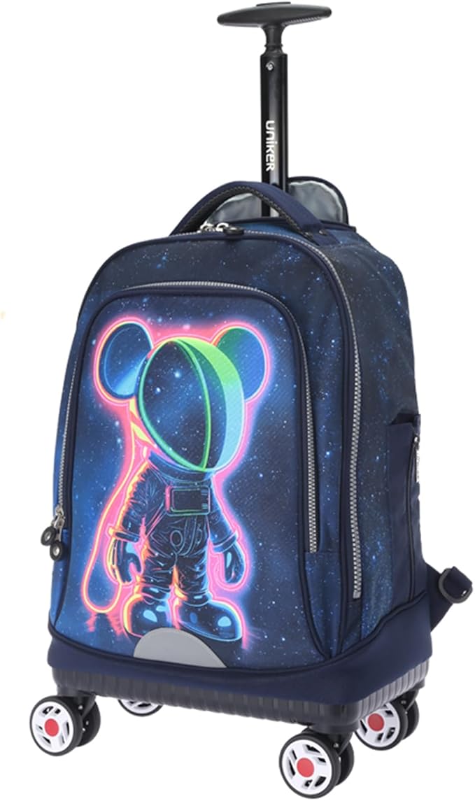 UNIKER Rolling Backpack with Wheels for Travel, Roller Backpack for Women, Wheeled Laptop Bag Fits 15.6 Inch Notebook