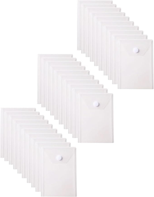 3’’ x 5’’ Vertical Plastic Envelopes Hook Loop Closure Coupon Receipt Sticker Holder 30 Pack