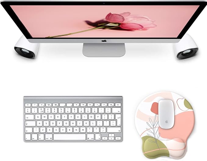 eulps Mouse Pad with Wrist Rest, Comfortable Computer Mousepad with Gel Wrist Support Smooth Surface and Non-Slip PU Base for Pain Relief, Laptop, Office & Home (Rose)