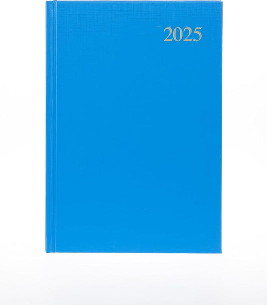 Collins Essential 2025 Business Diary - A5 Day to a Page Planner with Leathergrain Hardback Cover - Light Blue - ESSA51.57-25