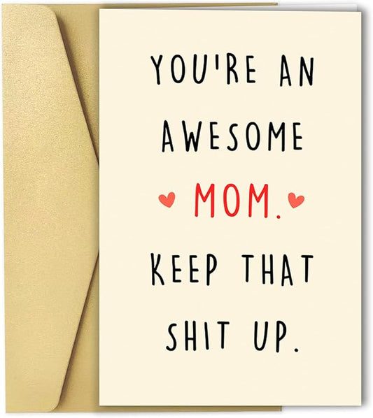 OJsensai Funny Mother’s Day Card for Mom Sister, Awesome Mom Mothers Day Gifts for Daughter, Best Mother's Day Gift Idea for Wife Girlfriend, You’re An Awesome Mom Card