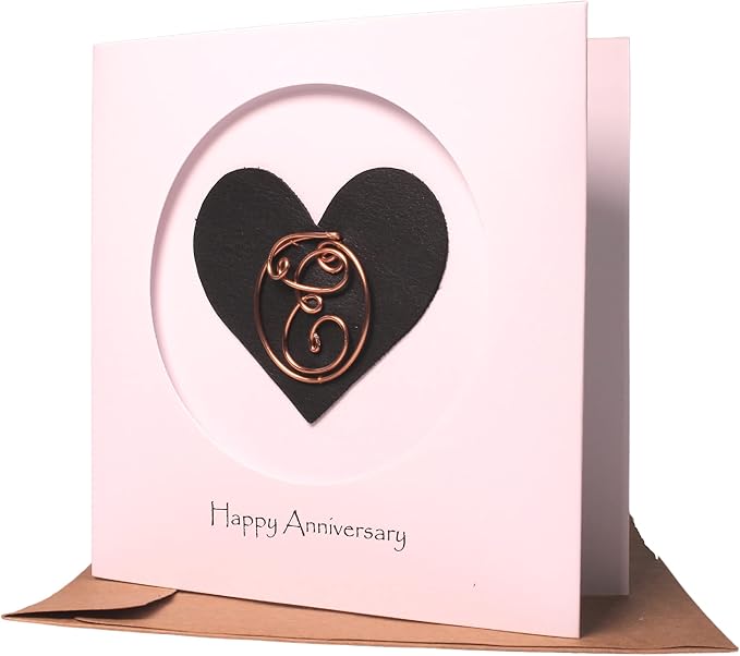 Personalized Initial Copper Card, Copper Initial, Anniversary Card for Her, Couple, Gift for Her(E)