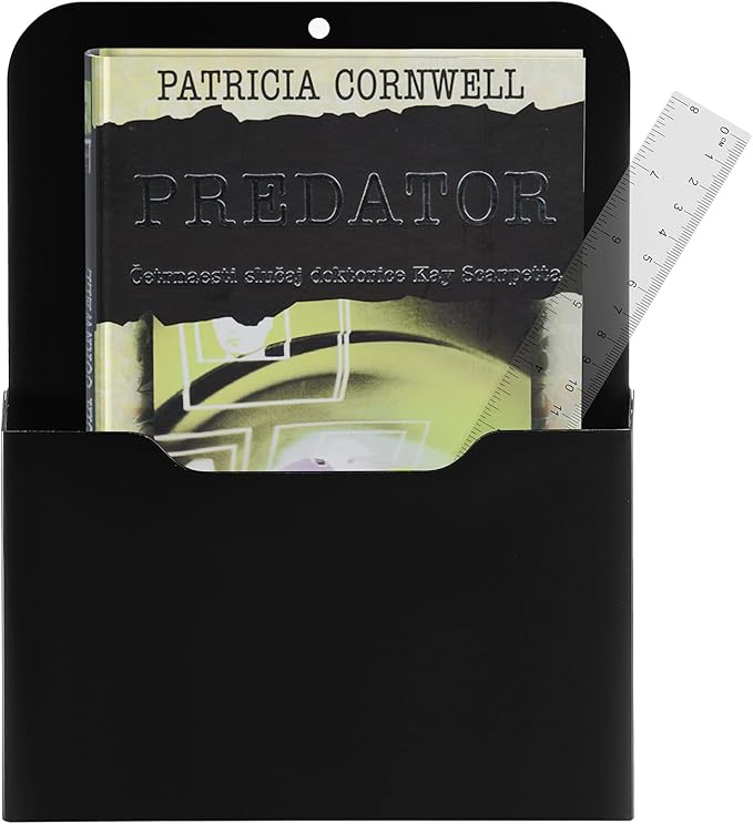 Black Magnetic File Holder - Magnetic Paper Holder, Pocket Organizer Office Supplies Storage