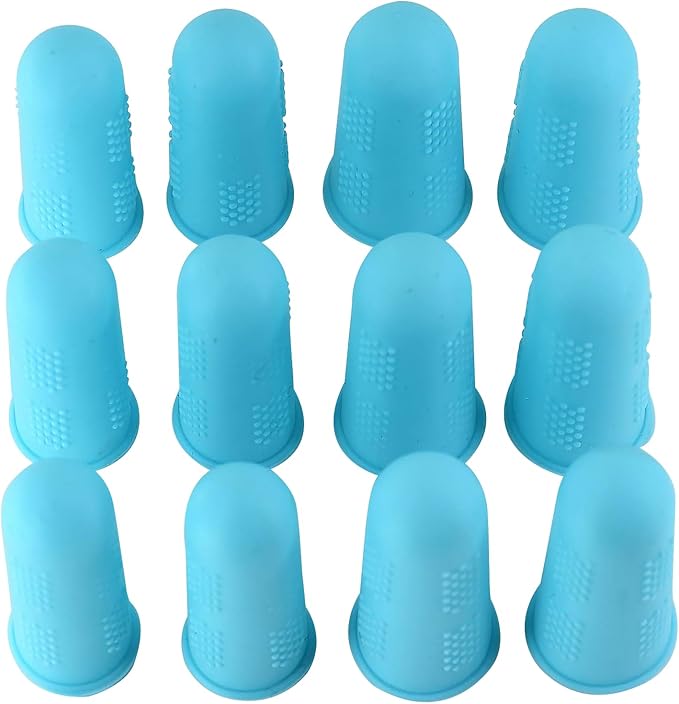 Finger Protectors [Flex Series - 12-Pack] Silicone Non-Stick Finger Covers [Turquoise - Small (6) / Medium (6)] for Hot Glue/Sewing/Wax/Rosin/Resin/Honey/Adhesives/Scrapbooking