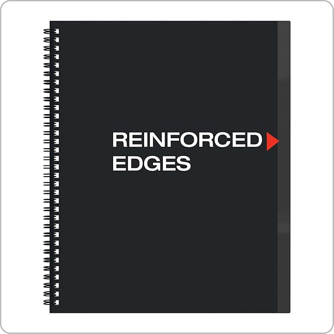 Oxford 10 Pocket Folder, Plastic Spiral Portfolio, Multi-Pocket Paper Organizer, Folder for School and Office, Anti-Tear Edges, 8 Clear Pockets, 2 Diagonal Interior Pockets, Letter Size, Black (89332)