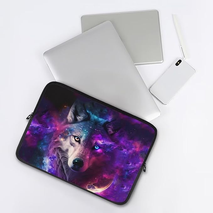Galaxy Wolf Laptop Protective Sleeve for Men 12 inch Laptop Covers with Large Capacity Lap Top Case Lightweight Computer Sleeve Bag Suitable Gifts for Holidays Purple Tablet Bag