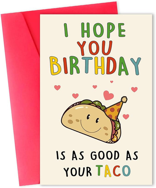 Funny Birthday Card for Men, Happy Birthday Gift for Husband, Boyfriend, Him, Humor Taco Bday Decorations Ideas