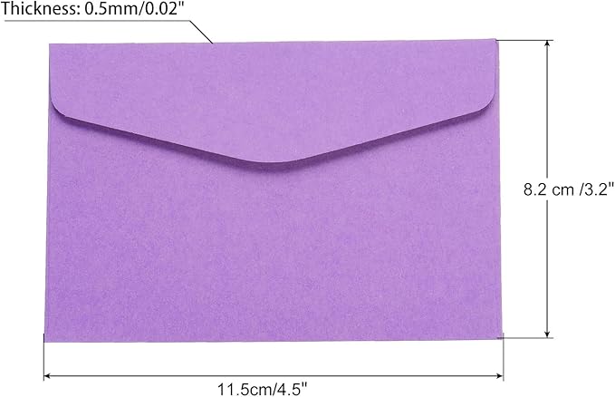 PATIKIL Mini Envelopes, 100 Pack Paper Blank Small Items Storage Business Card Holder for Greeting Note Party, Purple