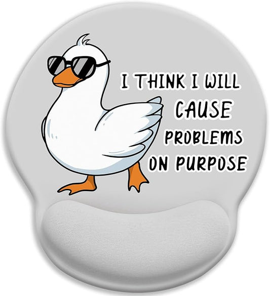 Funny Duck Ergonomic Mouse Pad with Wrist Rest, Mouse Pads for Desk, Gaming Mouse Pad Wrist Support, Cute Mousepad with Non-Slip Pain Relief PU Base, Cute Home Office Desk Accessories Decor