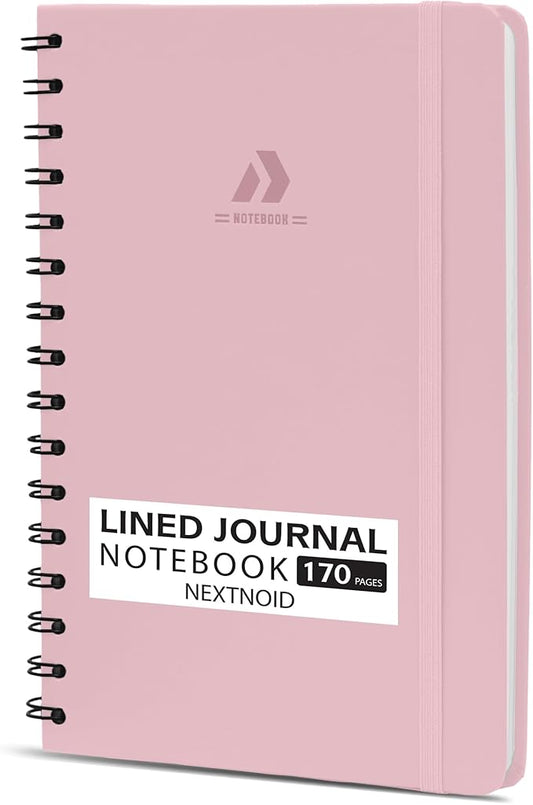 Lined Spiral Journal Notebook For Men & Women - A5(5.8" x 8.3") 170 Pages, Hardcover Notebooks for Work & Note Taking, College Ruled Journals for Writing - Pink