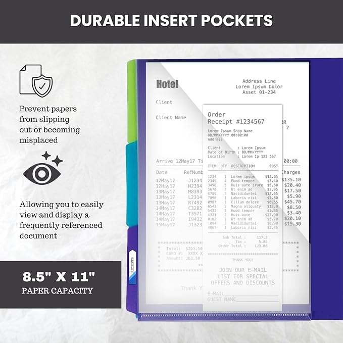 Performore - 12 Pocket Spiral Subject Organizer with 6 Dividers, Folder Organizer Binder with Front Cover Pocket and Customizable Cover, Erasable Write On Tabs for Documents Files Projects