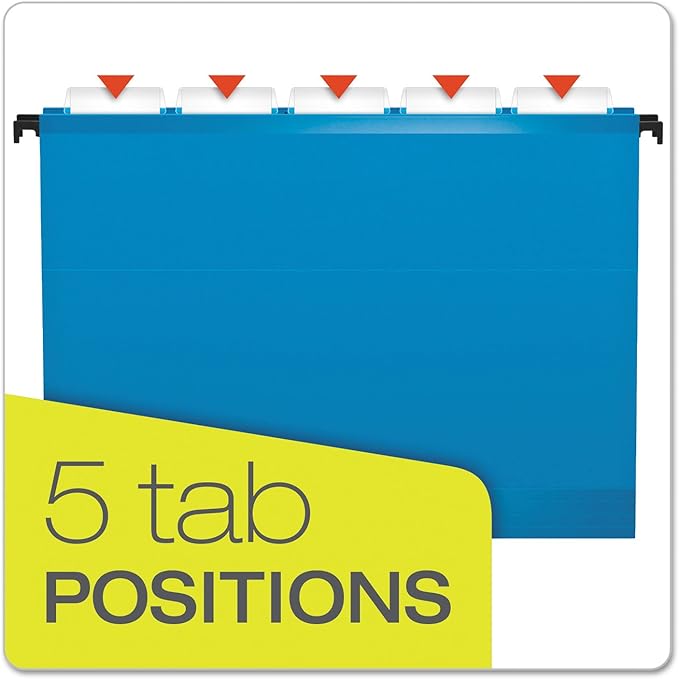 Pendaflex SureHook Reinforced Hanging Folders, Letter Size, Assorted Colors, 20 per Box (6152 1/5 ASST)