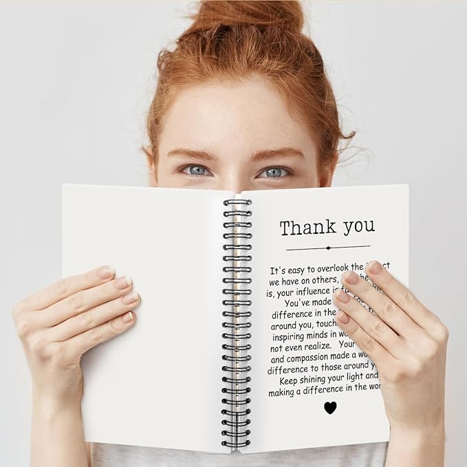 Thank You White Hardcover 160 Pages Spiral Notebooks, Funny Thank You Gifts for Women Men Coworkers Leader Mentor, Appreciation Gifts for Employees, Thanksgiving Gifts for Colleagues Leaders