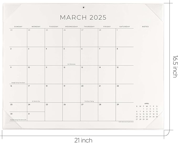 Cabbrix Simplified Desk Calendar 2025 with Desktop Mat, from Now to December 2025 Desk Pad Calendar Large 21 x 16-1/2 inch, Monthly Table Calendar for Home School and Office