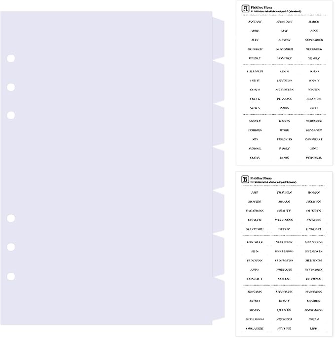 DY.2ten White Dividers for 6 Ring Binder, 7-Tab Sturdy Plastic Dividers, A5 Index Divider, 6 Hole Binder Dividers, Insertable Notebook Planner Tab Dividers for Binders