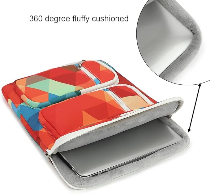 canvaslife 360° Protective Laptop Sleeve Case Bag with 4 Pockets for MacBook Pro 16 inch and 15 inch-15.6 inch Laptop (Rainbow peacock)