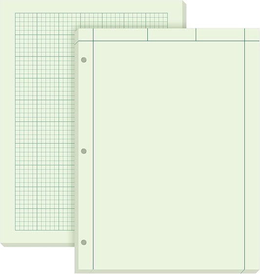 Seajan 2 Pcs Engineering Computation Pad Engineer Pad 8.5 x 11 Inches Engineering Notebook Graph Paper Notebook, 5 Squares Per Inch Evidence Engineering Pad, 100 Sheets/Pack (Green)