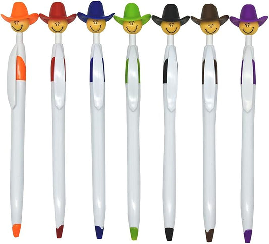 14PCS Fun Cowboy Pens Cowboy Hat Pen Novelty Retractable Ballpoint Pens For Adults School Home Office Stationery Store