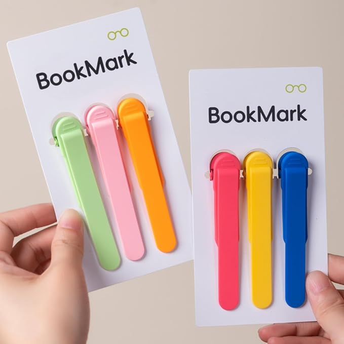 6pcs Silicone Automatic Bookmarks, Book Marks Gifts for Reading Women, Men, Kids, Book Lovers, Readers, Unique Cute Book Accessories, Stay in Place and Follow as You Read"