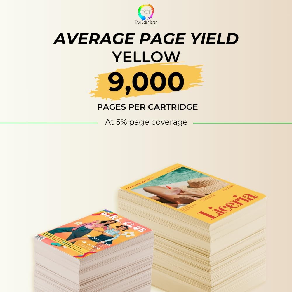 TCT TN439 Yellow Toner Cartridge - Compatible Replacement for Brother TN439 TN-439 TN439Y Yellow Works with Brother HL-L8360CDW L8360CDWT MFC-L8900CDW L9570CDW Printers (9,000 Pages)