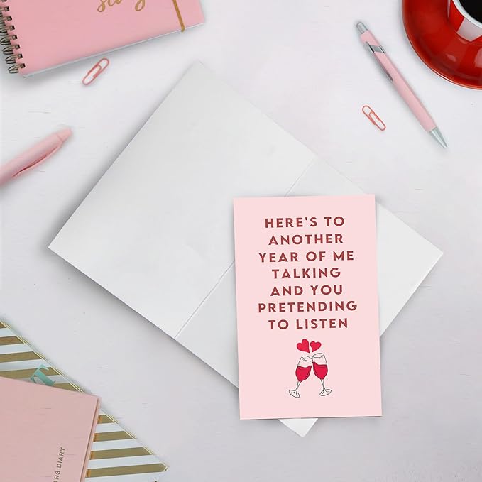 SuperShunhu Funny Valentines Day Card for Husband Wife, Cute Anniversary Card for Boyfriend Girlfriend, Birthday Love Card for Partner, Me Talking You Pretending to Listen