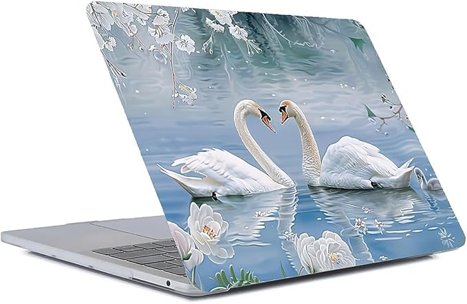 Compatible with MacBook Air 13.6 Inch Case 2024 2023 2022 Release Model A3113 M3 A2681 M2, Elegant Swan Hard Plastic Shell Cover Case