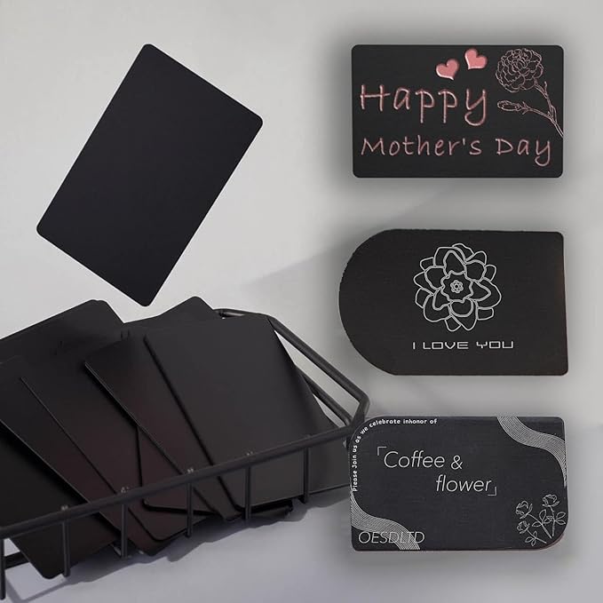 Thick Black Aluminum Metal Business Cards Anodized Aluminum 86 X 54 X 0.8mm 15 pcs Include Protector Sleeves(Frosted)