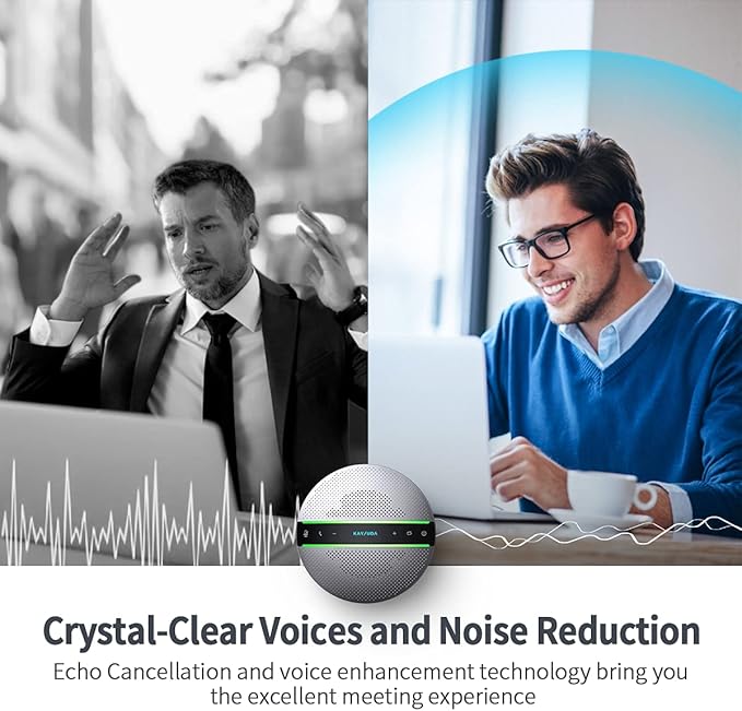 Bluetooth Conference Speakerphone SP300KIT 2pk Bundle, up to 16 Attendees, 18H Call Time, 360°Voice Pick-up 2x6 AI Echo & Noise Canceling Microphones, Daisy Chain