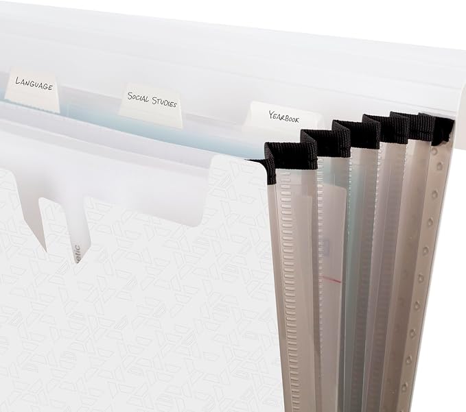 Five Star Expanding File Organizer, 6-Pocket Accordian File Organizer, Bungee Closure, Holds 11" x 8-1/2", White (350100E-ECM)